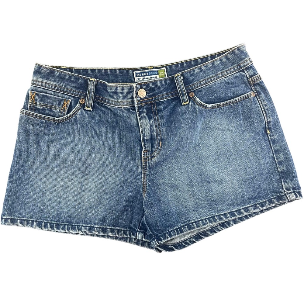 Vintage Y2K Old Navy Low Waist Denim Shorts Womens 8 Blue Medium Wash Festival